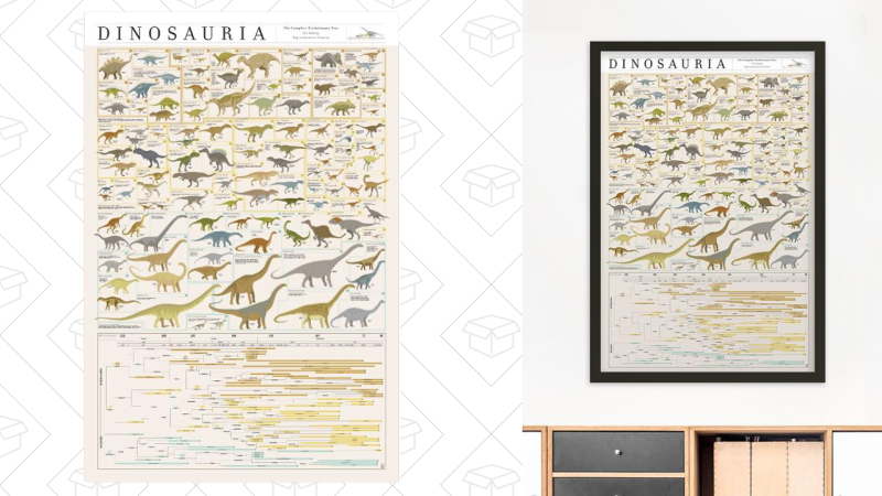Póster de dinosaurios, $30 con el código SALEONTOLOGY